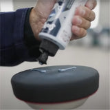 Man using car polishing equipment with Surf-ACE P-40 Extra product on a black car, 2