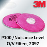 3M P100 Filters with Nuisance Level Organic Vapor Relief, Pair, 2097