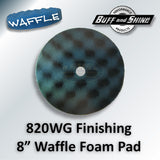 Buff and Shine 8" Foam Convoluted Waffle Buff Pad, Black, Finishing, 820WG