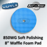 Buff and Shine 8" Foam Convoluted Waffle Buff Pad, Blue, Soft Polishing, 850WG