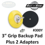 Buff & Shine 3" Backup Pad, Flex Edge with Adapters Kit, 300Y