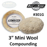 Buff & Shine 3" Wool Grip Buff Pad, Compounding, 2-Pack, 301G
