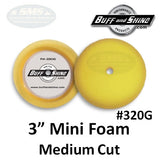 Buff & Shine 3" Foam Buff Pad, Medium Cutting, 2-Pack, 330G