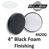 Buff & Shine 4" Foam Pad, Black, Finishing, 2-Pack, 420G