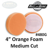 Buff & Shine 4" Foam Pad, Orange, Medium Compounding, 2-Pack, 480G