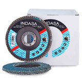 Indasa 4.5" x 7/8" Rhyno Flap Zirc Discs, Fiberglass Hub, Z/A, T29 Conical, 2