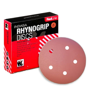 Indasa RedLine Rhynogrip 5" 5-Hole Sanding Discs, 520 Series