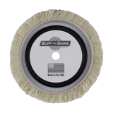 Buff and Shine 7.5" Center Ring Wool, Cutting Buff Pad, 4-Ply Twist, 753R, bottom grip view
