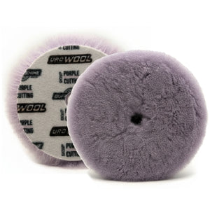 Buff & Shine 6" Uro Wool Purple 100% Knitted Wool Blend Pad, Cutting, 6KWP, front and back, 1