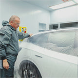 Indasa Cover Roll HDPE Masking Film, technician applying film over car body