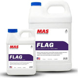Two bottles of MAS FLAG epoxy resin on a white background