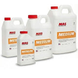 Four containers of MAS Epoxies Medium Resin Hardener on a white background