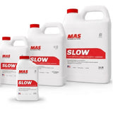 Collection of MAS Slow hardener bottles on a white background