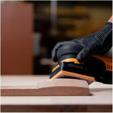 Mirka Ultimax Ligno 3"x4" Grip Multifit Sanding Sheets in action image, 2