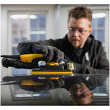 Mirka DEOS II 383X 2.75" x 8" Electric Vacuum Sander 3.0mm Orbit, MID3834044US, tool in action image, 4