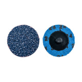 Norton BlueFire R884P 2" ZA Quick Change Locking Discs, R-Type (III), Zirconia, image showing front and back of discs.