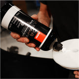 RUPES D-A ULTRA-FINE Ultra Finishing Polish, 1L 9.DAULTRAFINE, application to white foam polishing pad