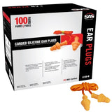 SAS Safety Corded Silicone Ear Plugs, 100 Pair, 6109-B