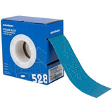 Sandwox 528 Series Blue Ceramic 2.75" Vacuum Grip Sanding Rolls, image showing abrasive roll section dispensed from box.
