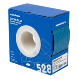 Sandwox 528 Series Blue Ceramic 2.75" Vacuum Grip Sanding Rolls, angle view of box.