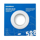 Sandwox 528 Series Blue Ceramic 2.75" Vacuum Grip Sanding Rolls, side of box.