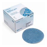 Sandwox 818 Series Blue Net 5" Mesh Grip Sanding Discs, image of box and sanding disc.