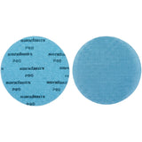 Sandwox 818 Series Blue Net 6" Mesh Grip Sanding Discs, front and back of disc