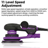Sandwox SX655US 6 Inch Purple sander schematic showing speed dial adjustment feature