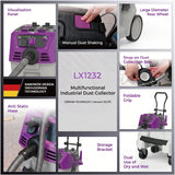 Sandwox LX1232 Industrial Dust Extractor – 32L Wet/Dry Vacuum, image highlighting features, 2