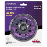 Sandwox 5" Multi-Hole Grip Backup Pad for SX553US Sander, M8 Thread, BH-53, image showing item in packaging.