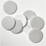 Sunmight Flex Foam Film 3" Vacuum Grip Sanding Discs, collection of discs spread out
