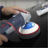 Man using car polishing equipment with Surf-ACE P-40 Extra product on a black car, 3