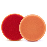 Surf-ACE 3" P30 Swirl Removal Orange Foam Grip Buff Pad, 5-Pack, 90025, front and back