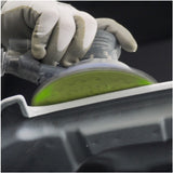 Sia 1550 Siapower 6" S-Performance Mulit-Hole Siafast Grip Sanding Discs, close up of sanding a part