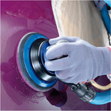 Sia 7940 siaair Velvet 6" Foam Polishing Grip Discs being used on an automotive painted finish