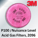 3M P100 Filters with Nuisance Level Acid Gas Relief, 2096