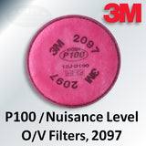 3M P100 Filters with Nuisance Level Organic Vapor Relief, Pair, 2097