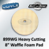 Buff and Shine 8" Foam Convoluted Waffle Buff Pad, White, Heavy Cutting, 899WG