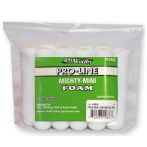 ArroWorthy Mighty Mini Foam 4" Size 3/8" Nap Roller Cover, 10-Pack, 4-FMCK