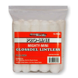 ArroWorthy Mighty Mini Pro-Line Glossdel 6.5" 1/4" Nap Roller Cover, 10-Pack, 6.5-GL2CK