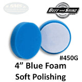 Buff & Shine 4" Foam Pad, Blue, Soft Polishing, 2-Pack, 450G