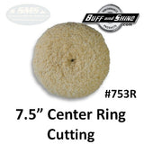 Buff & Shine 7.5" Center Ring Wool, Cutting Buff Pad, 4-Ply Twist, 753R