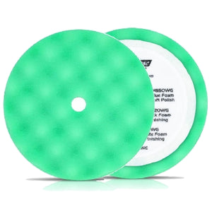 Buff and Shine 8" Foam Convoluted Waffle Buff Pad, Green, Polishing, 840WG, 2