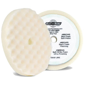 Buff and Shine 8" White Foam Convoluted Waffle Buff Pad, Heavy Cutting (899WG)