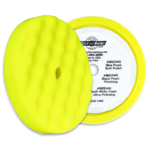 Buff and Shine 8" Foam Convoluted Waffle Buff Pad, Yellow, Medium Cutting, 830WG