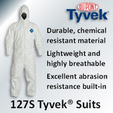 DuPont Tyvek 127S Hooded Protective Coveralls