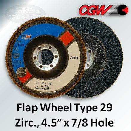 Flap Wheel, Zirconium, Type 29, 4.5