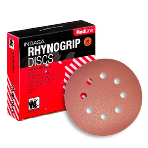 Indasa RedLine Rhynogrip 5" 8-Hole Sanding Discs, 550 Series
