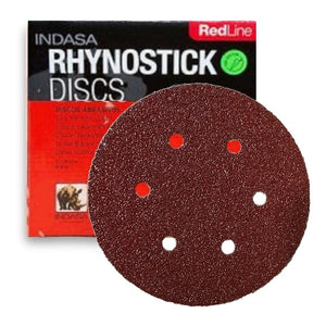 Indasa 6" 6-Hole RedLine Rhynostick Vacuum Sanding Discs