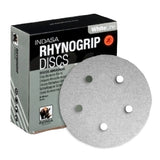 Indasa WhiteLine Rhynogrip 5" 5-Hole Vacuum Sanding Discs, 54 Series